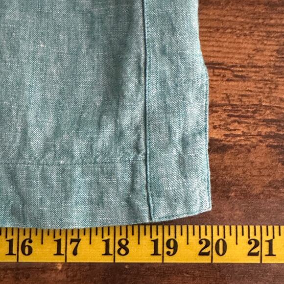 Baird McNutt J Crew 100 Irish Linen Shirt Teal Size XXS Beachy Boho Coastal EUC - Picture 6 of 8